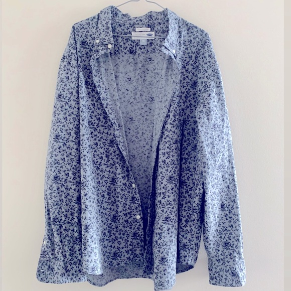 Blue/Grey Floral Button Down Shirt - XXL - Old Navy - Picture 2 of 5